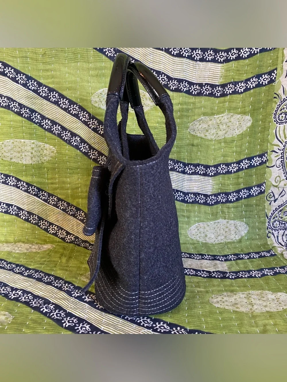 RARE Kate Spade Charcoal Grey Wool Pilgrim Hill Tate Tote Bag Quiet Luxury